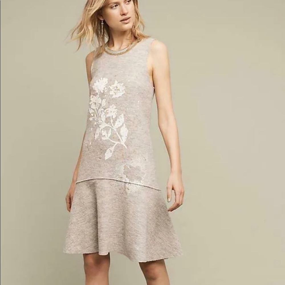 Anthropologie Knitted &Knotted wool drop waist dress.